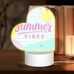 Love Acrylic Night Light, A Colorful Graphic With The Words "Summer Vibes" Written On It.