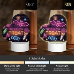 Love Acrylic Night Light, A Neon Sign That Says "trick Or Treat" On A Brick Wall. -Cute Night Light Shop e88f1f111d9c2cd052e6305d07b84cdc11acafb0