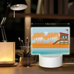 Rectangular Acrylic Night Light, A Small Hut Is Situated On A Sandy Beach. -Cute Night Light Shop e894f23aa088b0b4dc9889ce1f9d189e693eb059