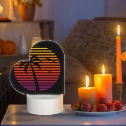 Love Acrylic Night Light, A Sunset With A Palm Tree And A Bird. -Cute Night Light Shop e92c33acc8faab7271075156f53a715b0b18b08f