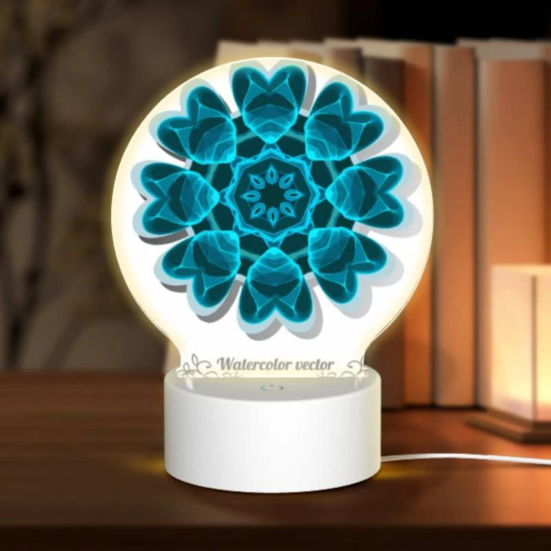 Round Acrylic Night Light, A blue and white flower with a blue background. Round Acrylic Night Light, A Blue And White Flower With A Blue Background. -Cute Night Light Shop e9e0b0dc4315be3a961937ebd67ed5175b29806d