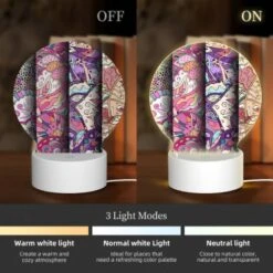 Round Acrylic Night Light, Three Colorful Designs Are Displayed On A Wall. -Cute Night Light Shop ea42f723777e53041a29f20151c534ec983120fa