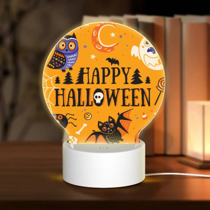 Round Acrylic Night Light, A colorful Halloween poster with various creepy and spooky characters. Round Acrylic Night Light, A Colorful Halloween Poster With Various Creepy And Spooky Characters. -Cute Night Light Shop eb00205abe01d3ac6ee781d21746372d4795ee03