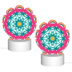Round Acrylic Night Light, A Colorful Flower With A Yellow Center. -Cute Night Light Shop eb27028e71dc83dcdeaf3565100c5be75a86339f