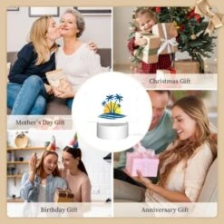 Rectangular Acrylic Night Light, A Blue And Yellow Sunset With Palm Trees. -Cute Night Light Shop eb780217c2464aeacae80b1923027dbcd6fc5764