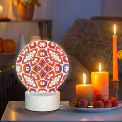 Round Acrylic Night Light, A Colorful And Intricate Design On A Piece Of Fabric. -Cute Night Light Shop eb992d23a254d831657537c4cee9195012955326