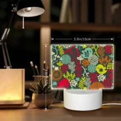 Rectangular Acrylic Night Light, A Colorful Floral Pattern With A Bird In The Middle. -Cute Night Light Shop ebcbf4159fb34fbc7593679119ac5eeac19d49fc