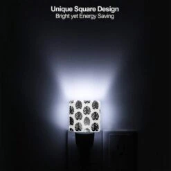 Night Light Set Of 2, A Pattern Of Leaves On A Black And White Background. -Cute Night Light Shop ecb4330b4a3d2d7886ec23921aae625ba3c4afa2