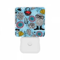 Night Light Set Of 2, A Cartoon Owl Wearing Glasses And Standing On A Snowflake. -Cute Night Light Shop ed5e893215bb25f31abf9a9fc9e975142a46311e