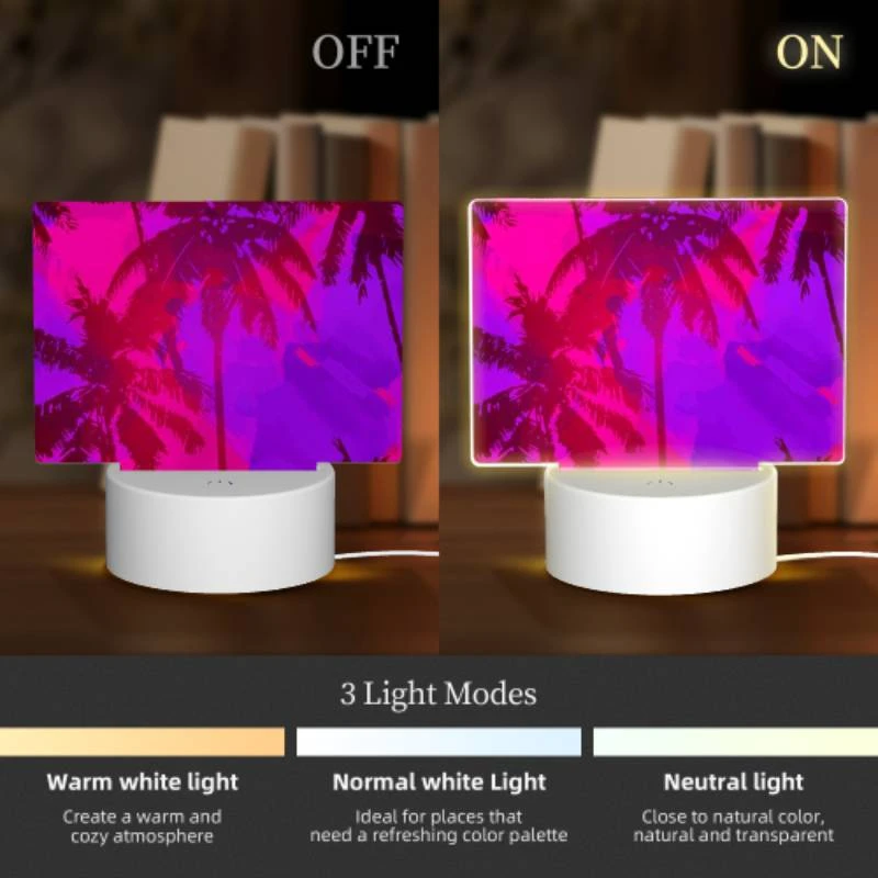 Rectangular Acrylic Night Light, A purple and pink tropical scene with palm trees. Rectangular Acrylic Night Light, A Purple And Pink Tropical Scene With Palm Trees. -Cute Night Light Shop edd5492a7a89c7047a93f8df4ebc9c19c6fc56dd