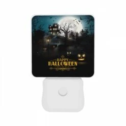 Night Light Set Of 2, A Halloween Poster With A Spooky House And Pumpkins. -Cute Night Light Shop ee001c1a876d614b7153ec77be9e598ed4515f48