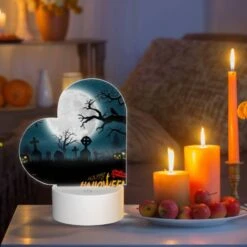 Love Acrylic Night Light, A Halloween Poster With A Full Moon And A Bunch Of Bats. -Cute Night Light Shop ee106643d3dcef838cf99c07d3b322ae581e1375