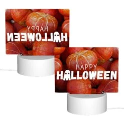 Rectangular Acrylic Night Light, A Pile Of Red And Orange Squash With A Caption That Reads "Happy Halloween." -Cute Night Light Shop ee11e2ee2a8073e984d57ed17ede4418ca9b071d