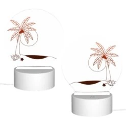 Round Acrylic Night Light, A Brown And White Palm Tree On A White Sandy Beach. -Cute Night Light Shop ef4b377df10400da630859b2225e84b0dbe51b4f
