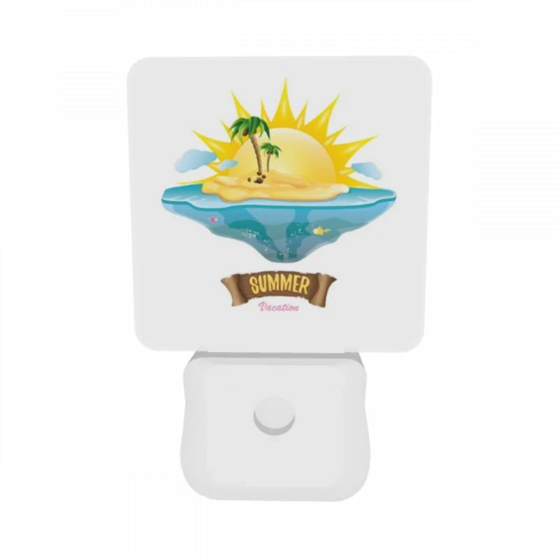 Night Light Set of 2, A sunny beach with a palm tree and a yellow sun. Night Light Set Of 2, A Sunny Beach With A Palm Tree And A Yellow Sun. -Cute Night Light Shop ef919843eb62cb63212ebcdb195ae347ffd9b21c