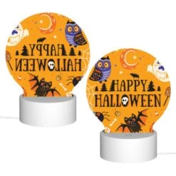 Round Acrylic Night Light, A Colorful Halloween Poster With Various Creepy And Spooky Characters. 3 Round Acrylic Night Light, A Colorful Halloween Poster With Various Creepy And Spooky Characters. -Cute Night Light Shop efe622d1b1545579242901138a4760ef5bb5109a