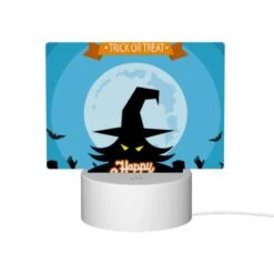 Rectangular Acrylic Night Light, A Witch's Hat Is Shown On A Poster With The Words "Happy Halloween" Written Below It. -Cute Night Light Shop f042b3d33d3937b3ef6e495e699cda04b3ff0662