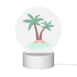 Round Acrylic Night Light, A Cartoon Image Of A Palm Tree On A Small Island. -Cute Night Light Shop f15d7a4d8351963c1c65a4f5019f2a235f94e8c6