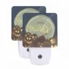 Night Light Set Of 2, A Cartoon Of Pumpkins With The Words "Happy Halloween" Written Above Them. -Cute Night Light Shop f1a7486190ea3cc5f33a2ea2928572d1d10726ea