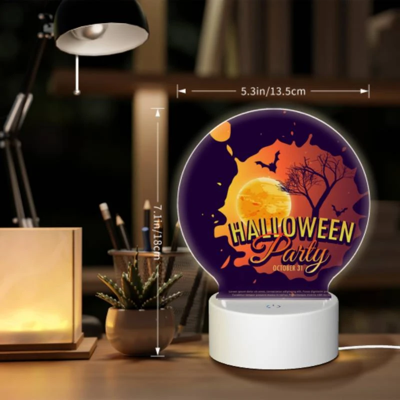Round Acrylic Night Light, A poster advertising a Halloween party. Round Acrylic Night Light, A Poster Advertising A Halloween Party. -Cute Night Light Shop f1a8d04c71e2051f717c5b770332de51d54e88f3