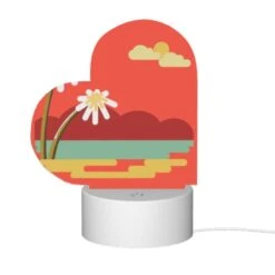 Love Acrylic Night Light, A Red And Yellow Sunset With Two White Flowers. -Cute Night Light Shop f242a306347b82a44d934f1df532f0ba2ee3f157