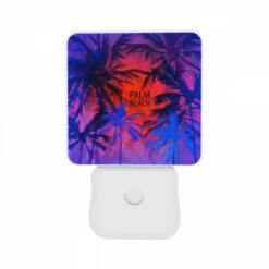 Night Light Set Of 2, A Colorful Image Of A Beach With A Sign That Says "Palm Beach." -Cute Night Light Shop f298fec41fbd812bf2fd5e01072f2f0510ba8ff7