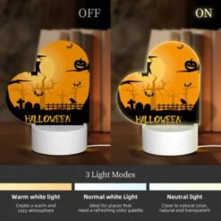 Love Acrylic Night Light, A Halloween Field With A Fence And A Tree With A Bat On It. -Cute Night Light Shop f2c749d971ac8b99335af4680e85b75540dc2dd8
