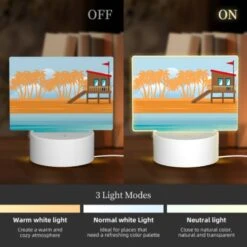 Rectangular Acrylic Night Light, A Small Hut Is Situated On A Sandy Beach. -Cute Night Light Shop f35818c50cf59545f231a25f4213de120ddb8768