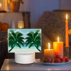 Rectangular Acrylic Night Light, Two Palm Trees Are On The Beach -Cute Night Light Shop f36d7565bc4dbb7280e1a78abfdb67a2d4bfbaff