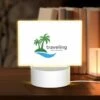 Rectangular Acrylic Night Light, A Logo For Traveling With A Palm Tree And The Words "tagline Here". -Cute Night Light Shop f387320971ddb2af96c075f921138ea2c7064d68