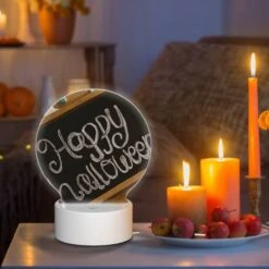Round Acrylic Night Light, A Chalkboard With The Words "Happy Halloween" Written On It. 8 Round Acrylic Night Light, A Chalkboard With The Words "Happy Halloween" Written On It. -Cute Night Light Shop f3e137263aa81da318b952cc2fd9b3325ef22af6