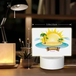 Rectangular Acrylic Night Light, A Cartoon Of A Sunny Beach With Palm Trees And A Sun. -Cute Night Light Shop f3efa73f2e4f673f3a2643908a5d8f4c0b2cabda