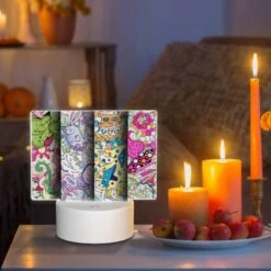 Rectangular Acrylic Night Light, Three Colorful Designs Of Flowers And Leaves Are Displayed On A Wall. -Cute Night Light Shop f4232e5817ee73b28bc16bf69d9b91e479d43467