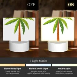 Rectangular Acrylic Night Light, A Green And Orange Palm Tree. -Cute Night Light Shop f428a81ce3130b649db1a0b96cbe8c5f4a97ba4a