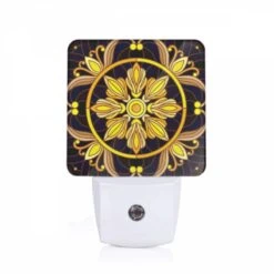 Night Light, A Colorful Flower Design With A Yellow Center.