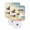 Night Light Set Of 2, A Colorful Beach Scene With Palm Trees And A Sunny Sky. -Cute Night Light Shop f532a0383d24b5cb56cc9be8ef5a82e8eb252dfa