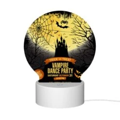 Round Acrylic Night Light, A Poster Advertising A Halloween Dance Party. -Cute Night Light Shop f586ad2e3d49568d1dec464bf864f0bcba616d22