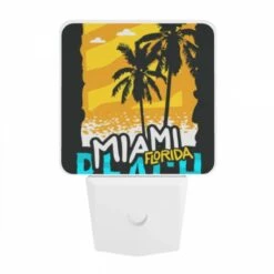 Night Light, A Colorful Poster Of Palm Trees And The Words "Miami Florida Beach.". -Cute Night Light Shop f5fdd2c51b22a72580da2622f19f9c3c55c80f4f