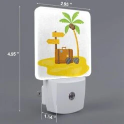 Night Light, A Suitcase Is Sitting On A Beach With A Palm Tree In The Background. -Cute Night Light Shop f67536f82c344f1ec602b1205bb3d64369ba3bd2