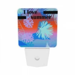 Night Light Set Of 2, A Colorful Image Of Palm Trees And Leaves With The Words "I Love Summer" Written Above Them. -Cute Night Light Shop f67eef150945537a1d887d5c1eabe0da7ab2371c