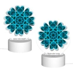 Round Acrylic Night Light, A Blue And White Flower With A Blue Background. 3 Round Acrylic Night Light, A Blue And White Flower With A Blue Background. -Cute Night Light Shop f6cdf66e6a9ad12b32c75b4cc5e71c8f00abe981