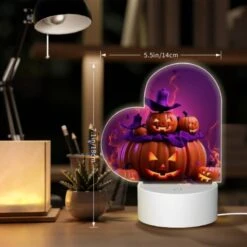 Love Acrylic Night Light, A Group Of Pumpkins With Purple Hats On Them. -Cute Night Light Shop f6da34cae52cc93a6c067023c6ebba52b4dfb536