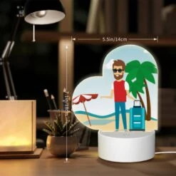 Love Acrylic Night Light, A Man With A Red Shirt And Sunglasses Is Standing On A Beach With A Suitcase. 7 Love Acrylic Night Light, A Man With A Red Shirt And Sunglasses Is Standing On A Beach With A Suitcase. -Cute Night Light Shop f6eb9118d79b8d25a82172d7d1c86f09c37c0781