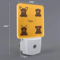 Night Light, Four Different Puppies Are Shown On A Yellow Background. 3 Night Light, Four Different Puppies Are Shown On A Yellow Background. -Cute Night Light Shop f724aef54c0f5da9f75263d91dc696f4b0f83e58