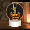 Round Acrylic Night Light, A Happy Halloween Sign With A Hand Giving The Middle Finger. -Cute Night Light Shop f7746489e50c29abb86d4e6ab6c559940a0996b1
