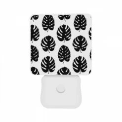 Night Light Set Of 2, A Pattern Of Leaves On A Black And White Background. -Cute Night Light Shop f7e188855522c523ff27c79b791c6af87b3ccede