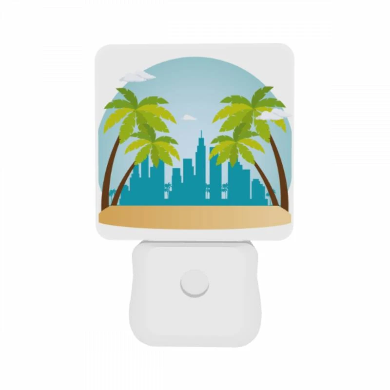 Night Light Set of 2, A cityscape with palm trees and a tall building in the background. Night Light Set Of 2, A Cityscape With Palm Trees And A Tall Building In The Background. -Cute Night Light Shop f8019b27784e0cb5ec750df870cce5ab9339f9eb