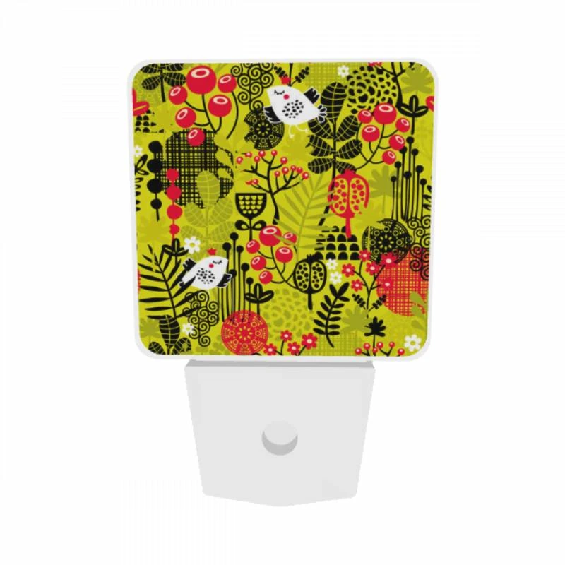 Night Light Set of 2, A colorful floral pattern with a bird and a frog. Night Light Set Of 2, A Colorful Floral Pattern With A Bird And A Frog. -Cute Night Light Shop f812205d294768de0e6f6ae755c9680373570884