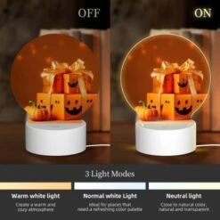 Round Acrylic Night Light, A Box Of Pumpkins With A Bow On Top. -Cute Night Light Shop f8466e66c6226338af18e8163bf4fa41b940f443
