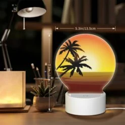 Round Acrylic Night Light, A Sunset With Two Palm Trees In The Foreground. 7 Round Acrylic Night Light, A Sunset With Two Palm Trees In The Foreground. -Cute Night Light Shop f8617ff0f27ef098726546d5a914490fdcac89fa
